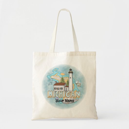 Douanenaam Michigan Lighthouse Tote Bag (Voorkant)