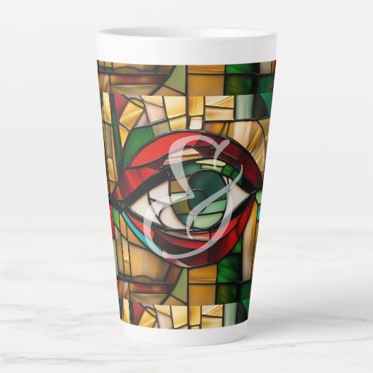 Douanenaam Modern Abstract Vlekglas Latte Mok (Voorkant)