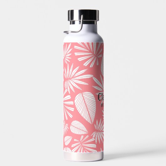 Douanenaam Modern Bruiloft Roze en Wit Waterfles (Rechts)