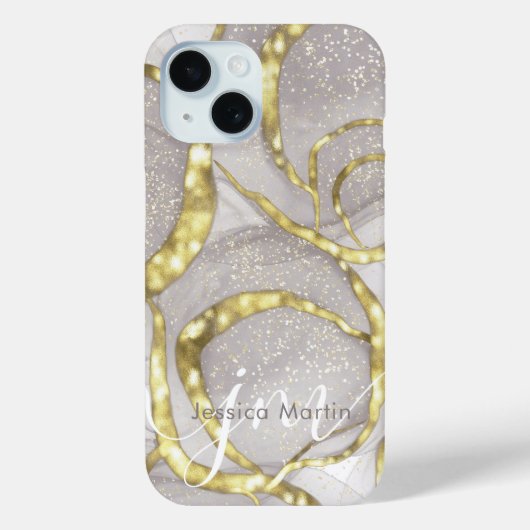  douanenaam Monogram Iridescent Swirl Case-Mate iPhone Case (Achterkant)