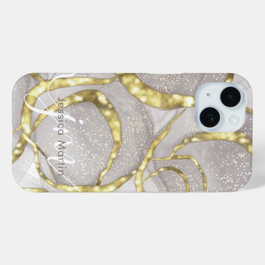  douanenaam Monogram Iridescent Swirl Case-Mate iPhone Case (Achterkant (horizontaal))