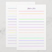 Douanenaam Monogram Regenboog Kleuren Kleurrijk Briefpapier (Voorkant / Achterkant)