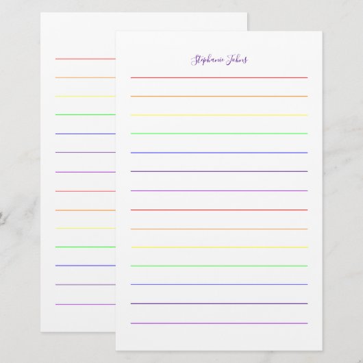 Douanenaam Monogram Regenboog Kleuren Kleurrijk Briefpapier (Voorkant / Achterkant)