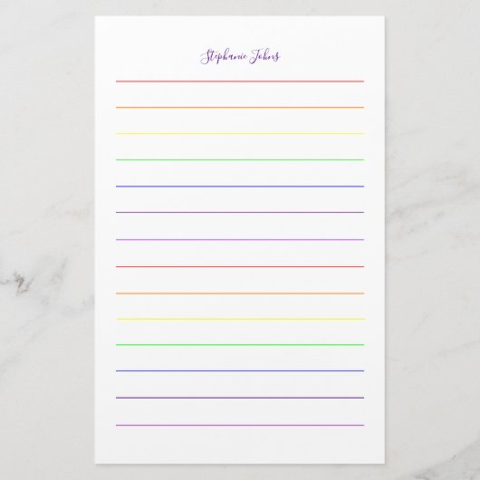 Douanenaam Monogram Regenboog Kleuren Kleurrijk Briefpapier (Achterkant)