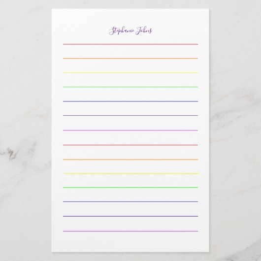 Douanenaam Monogram Regenboog Kleuren Kleurrijk Briefpapier (Voorkant)