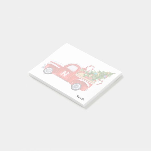 Douanenaam Monogram Rode Vrachtwagen Kerstmis Post-it® Notes (Schuin)