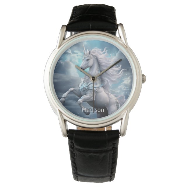 Douanenaam Mooie Eenhoorn Horloge (Voorkant)