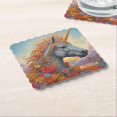 Douanenaam Mooie Eenhoorn Kartonnen Onderzetters (Gebogen)