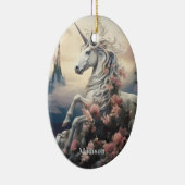 Douanenaam Mooie Eenhoorn Keramisch Ornament (Rechts)