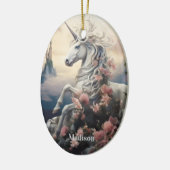 Douanenaam Mooie Eenhoorn Keramisch Ornament (Links)