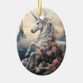 Douanenaam Mooie Eenhoorn Keramisch Ornament (Achterkant)