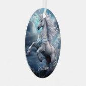 Douanenaam Mooie Eenhoorn Metalen Ornament (Voorkant Rechts)