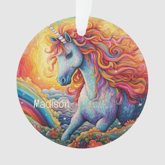 Douanenaam Mooie Eenhoorn Ornament (voorkant)