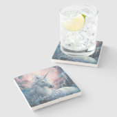 Douanenaam Mooie Eenhoorn Stenen Onderzetter (Zijkant)