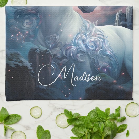 Douanenaam Mooie Eenhoorn Theedoek (Gevouwen)