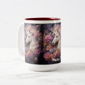 Douanenaam Mooie Eenhoorn Tweekleurige Koffiemok (Voorkant links)