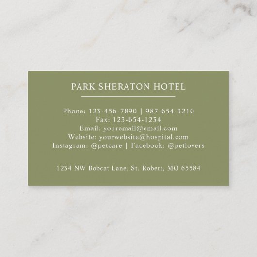 Douanenaam Mos Sage Olijfgroen Wit Monogram Visitekaartje (Achterkant)