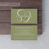Douanenaam Mos Sage Olijfgroen Wit Monogram Visitekaartje