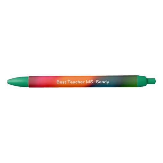 Douanenaam Neon van Rood, Roze, Sinaasappel & Groe Zwarte Inkt Pen (Voorkant)