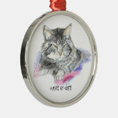 Douanenaam of Datum Cute Cat, Pet, Animal Metalen Ornament (Rechts)
