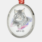 Douanenaam of Datum Cute Cat, Pet, Animal Metalen Ornament (Links)