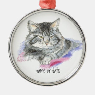Douanenaam of Datum Cute Cat, Pet, Animal Metalen Ornament