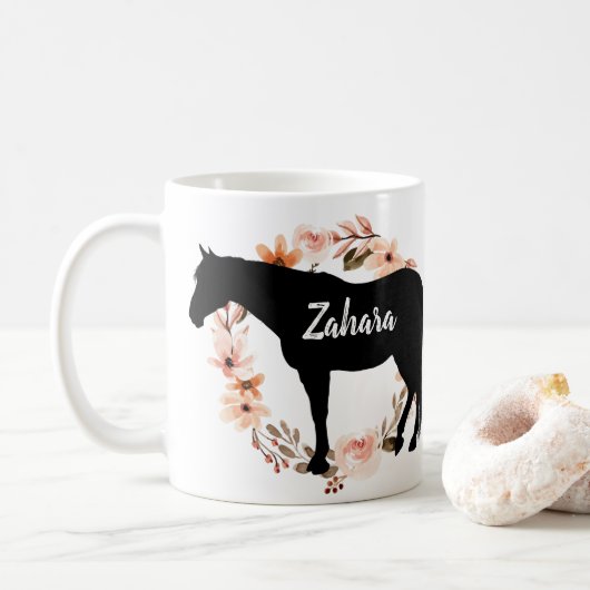 Douanenaam paardenpaardrijden koffiemok (Met donut)