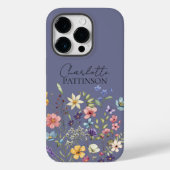 Douanenaam Paars Grijs Botanisch Wildflower Case-Mate iPhone Case (Achterkant)