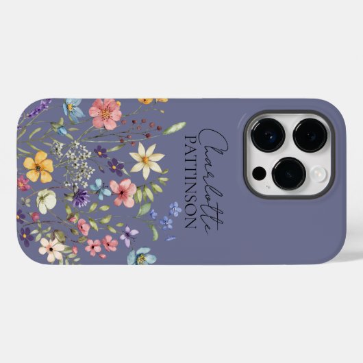 Douanenaam Paars Grijs Botanisch Wildflower Case-Mate iPhone Case (Achterkant (horizontaal))