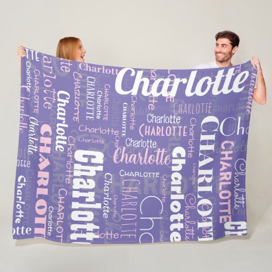 Douanenaam Paarse Roze Herhalend Graffitipatroon Fleece Deken (In situ)