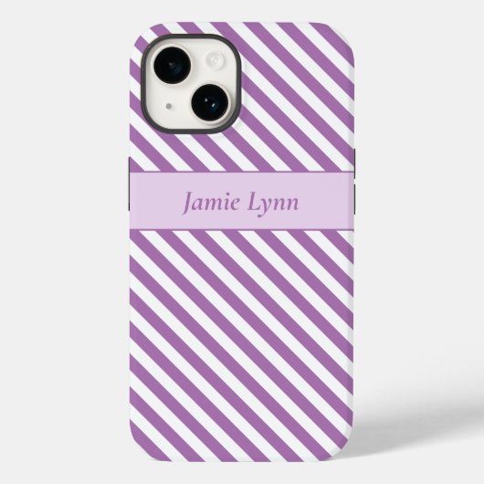 Douanenaam Paarse/Witte Strepen Case-Mate iPhone Case (Achterkant)