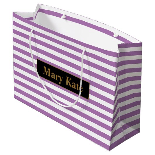 Douanenaam Paarse/Witte Strepen Groot Cadeauzakje (Achterkant Gekanteld)