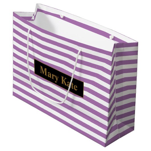 Douanenaam Paarse/Witte Strepen Groot Cadeauzakje (Voorkant Gekanteld)