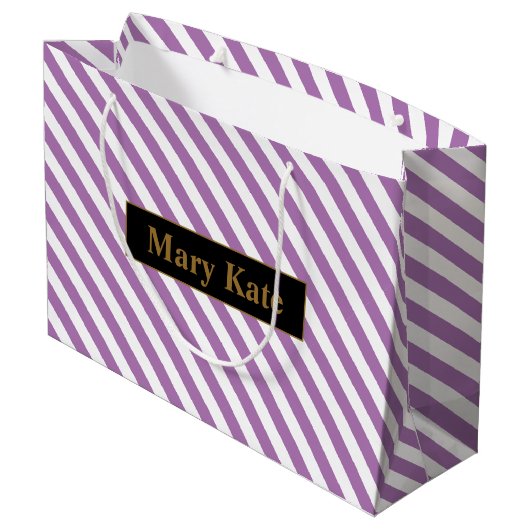 Douanenaam Paarse/Witte Strepen Groot Cadeauzakje (Achterkant Gekanteld)