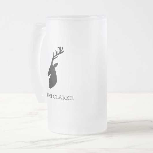 Douanenaam renrendierster matglas bierpul (Voorkant links)