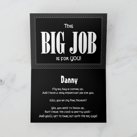 Douanenaam RING BEARER Invitation FUNNY D521 (Binnen)