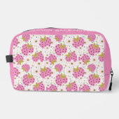 Douanenaam Roze Aardbeien Patroon Toilettasje (Voorkant)