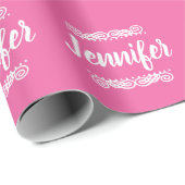 Douanenaam Roze en Wit Cadeaupapier (Rol Hoek)