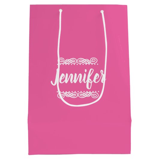 Douanenaam Roze en Wit Medium Cadeauzakje (Achterkant)