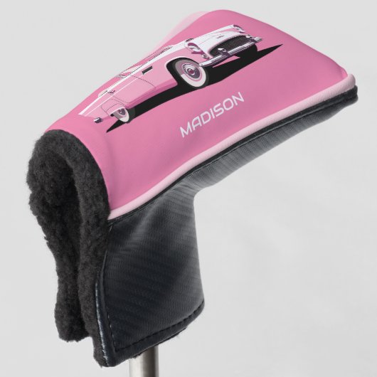 Douanenaam Roze Klassieke Auto Golfheadcover (3/4 voorkant)