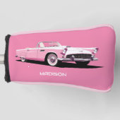 Douanenaam Roze Klassieke Auto Golfheadcover (Voorkant)