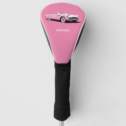 Douanenaam Roze Klassieke Auto Golfheadcover (Voorkant)