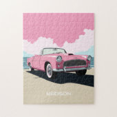 Douanenaam Roze Klassieke Auto Legpuzzel (Verticaal)