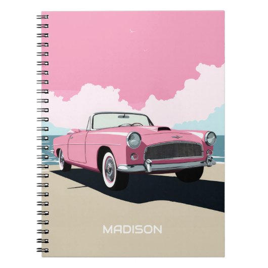 Douanenaam Roze Klassieke Auto Notitieboek (Voorkant)