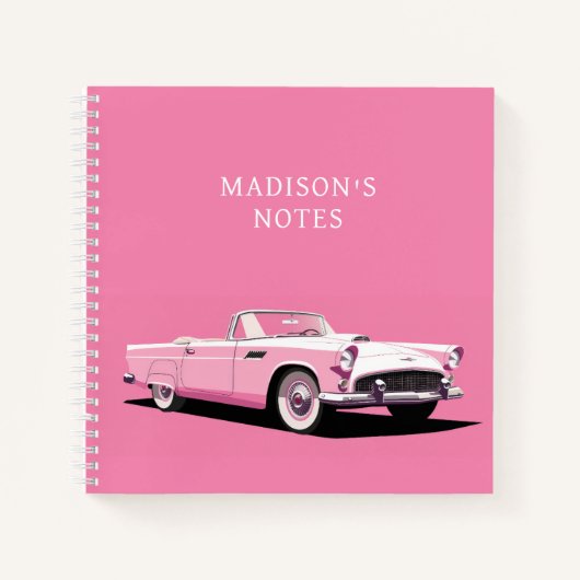 Douanenaam Roze Klassieke Auto Notitieboek (Voorkant)