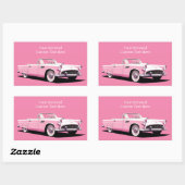 Douanenaam Roze Klassieke Auto Rechthoekige Sticker (Vel)