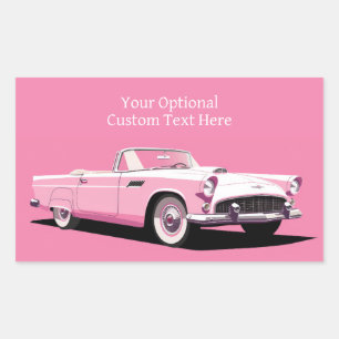 Douanenaam Roze Klassieke Auto Rechthoekige Sticker