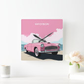 Douanenaam Roze Klassieke Auto Vierkante Klok (Huis)