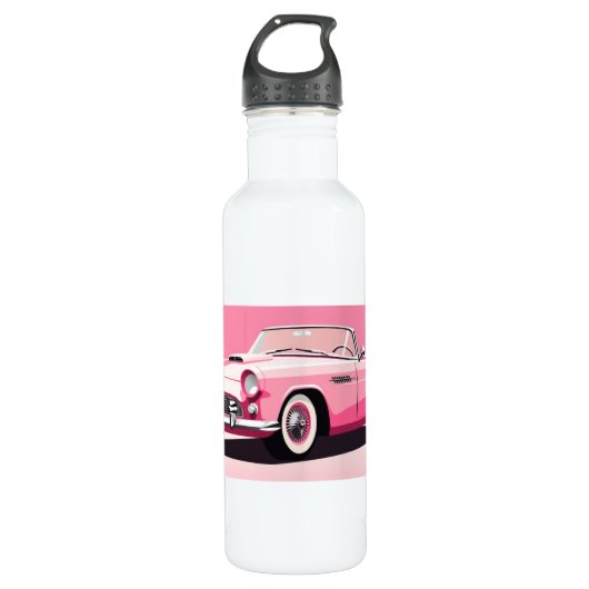 Douanenaam Roze Klassieke Auto Waterfles (Voorkant)
