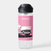 Douanenaam Roze Klassieke Auto Waterfles (Achterkant)